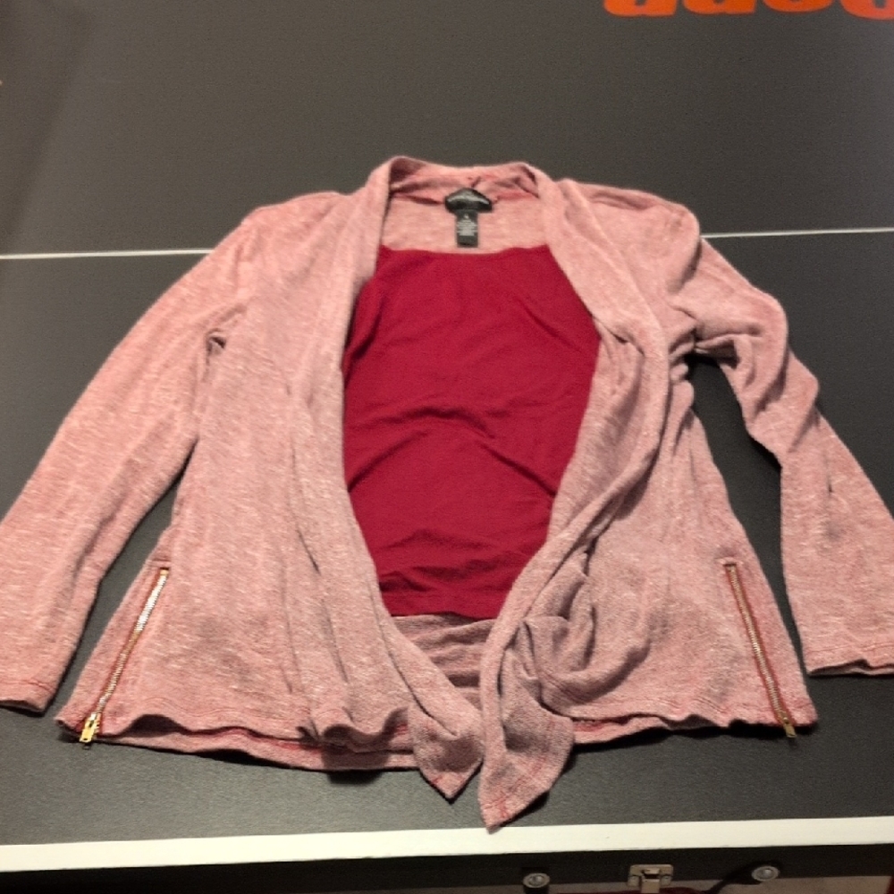 Women's Red Sweater with Zipper Accents